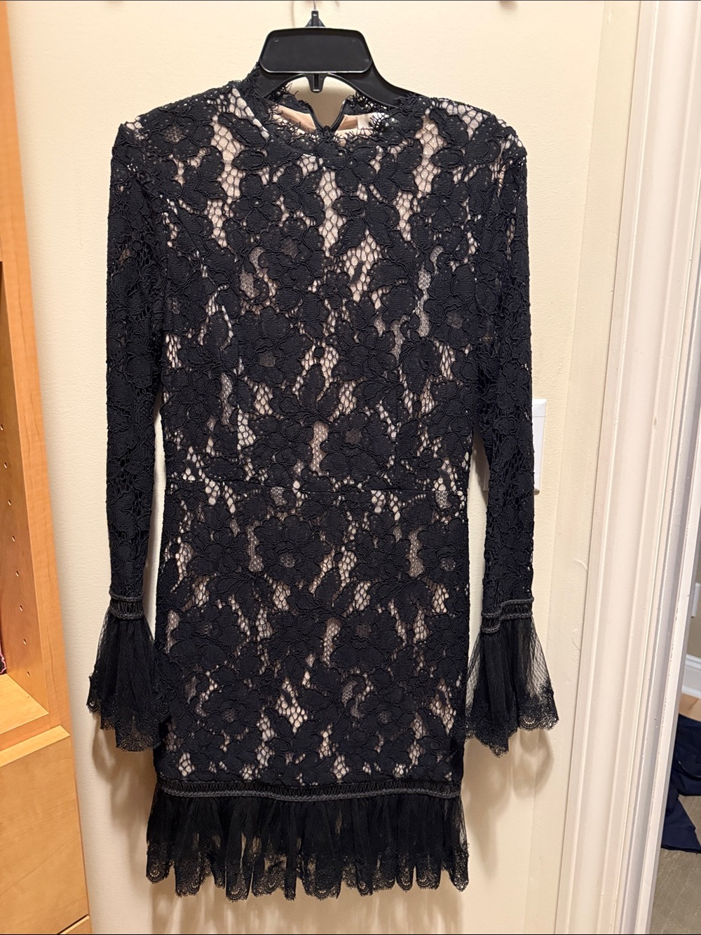 Alexis Nicole Long Sleeve Floral Lace Black Mini Dress
